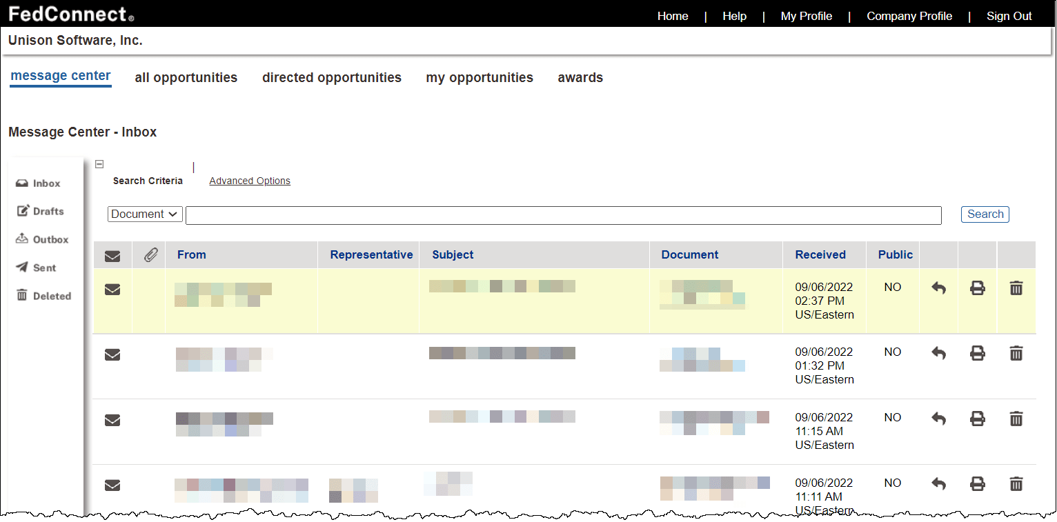 Using the Message Center